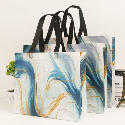 25xFashion Non Woven Tote Bags Reusable Shopping Bags Clothing Store Blue