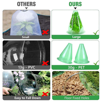 12PCS Clear Garden Plant Protector Bell Covers Round for Frost Birds Weather