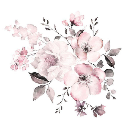 Removable Wall Stickers Watercolour Dusty Pink Flowers Leaves unbranded