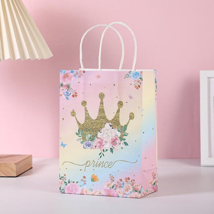 30pcs Pink Romantic Flower Tote Bag Cowhide Paper Elegant Design Gift Bag