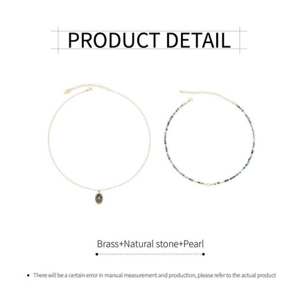 Retro Fashion Style Natural Stone Design Necklace for Women Vintage Jewelry