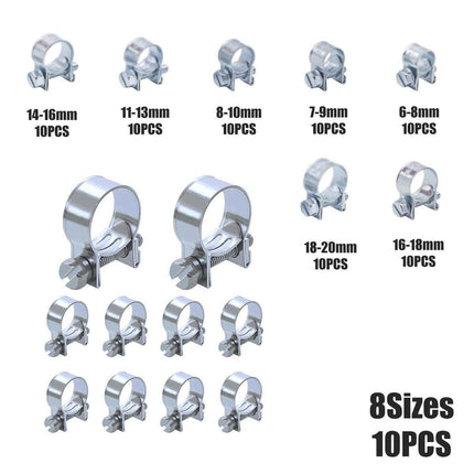 10pcs Galvanized Iron Fuel Hose Clamps For Automobile Air Pipe Secure Grip
