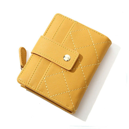 Stylish Women Short Wallet Multi-card Money Clip Zipper Two-Fold Purse Leather