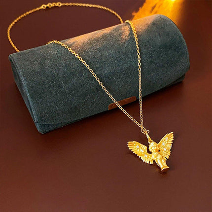 Elegant Zircon Angel Necklace Retro Fashion Clavicle Chain Luxury Jewelry