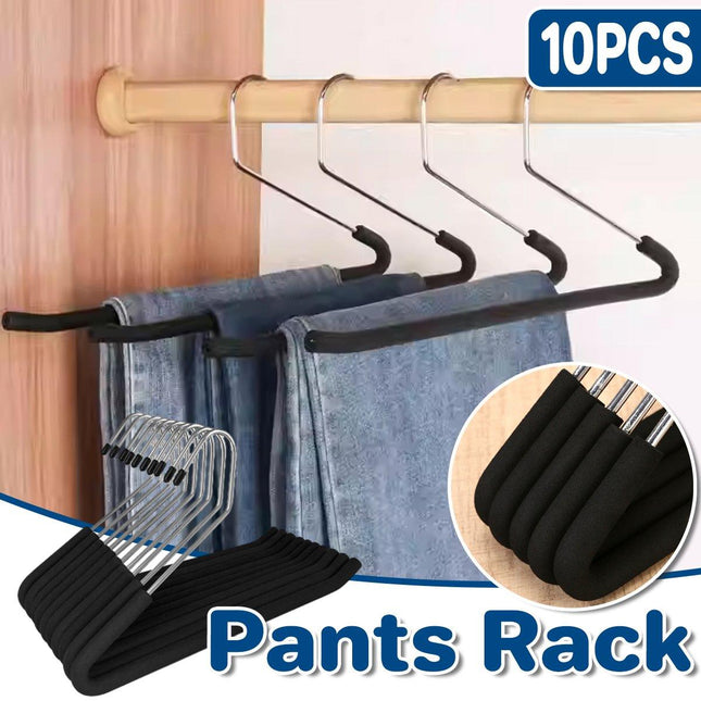 10pcs Non-slip Trouser Rack Multifunctional Pants Hanging Holder Clothes Hanger