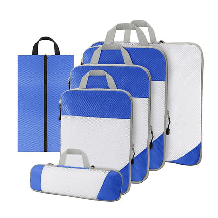6pcs Mesh Visible Travel Storage Set Waterproof Nylon Compressible Storage Bags