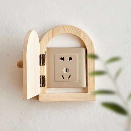 Solid Wood Wall Switch Protector Cover Socket Decorative Frame Masking Cover