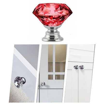 Door Knobs Handles Clear Crystal Diamond Glass Kitchen Cupboard Cabinet Pulls 40MM - Aimall