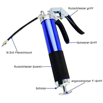 6000PSI Grease Gun Pressure Pistol Grip Dual Flow Flex Hose Industrial Quality - Aimall