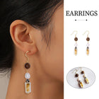 Ceramic Round Cake Earrings Wooden Bead Design Lightweight Jewellery for Women