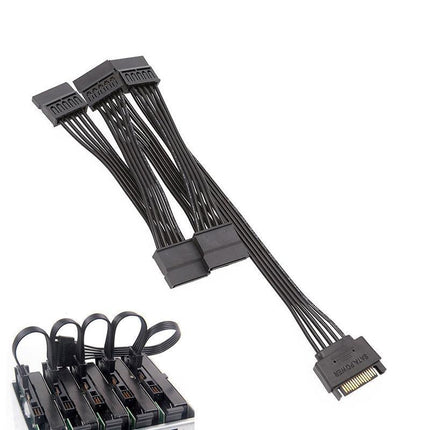 15 Pin SATA Power Y-Splitter Cable Adapter Extension 1 Male to 5 Female For HDD - Aimall