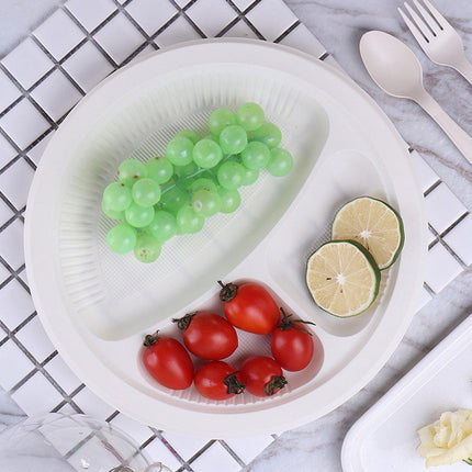 100pcs Corn Starch Degradable Dinner Plates Bone Dish Fruit Plate Simple Party