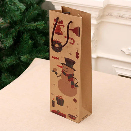 20PCS Christmas Wine Bottle Gift Bags Kraft Paper Red Wine Bag Holiday Set