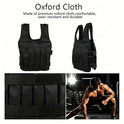 Adjustable Weighted Vest for Fitness Training with Sandbag Steel Plates Gear