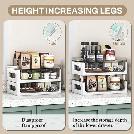 Drawer Desktop Storage Organizer Two Tier Shelf Home Office Desk Organizer Unit