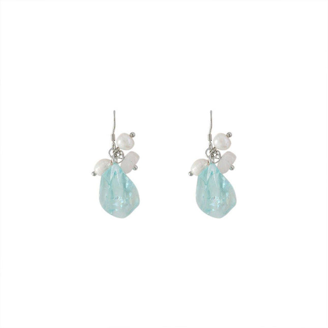 Ice Blue Pearl Earrings for Girls and Women Elegant Fashion Jewelry Gift Set