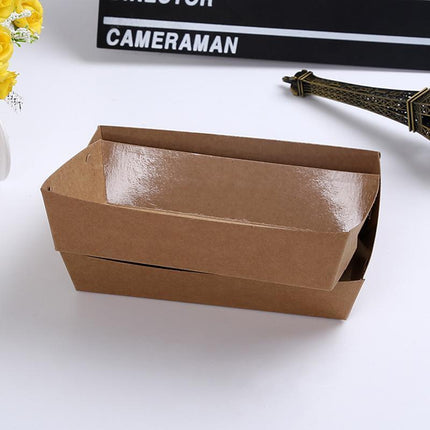 500PCS Kraft Cardboard Food Disposable Tray Brown Party Chips Takeaway Container Aimall