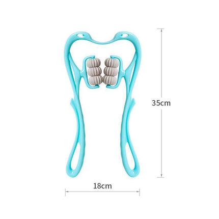 Hand 6-Roller Neck Shoulder Massager Trigger Point Pressure Pain Fatigue Relieve - Aimall
