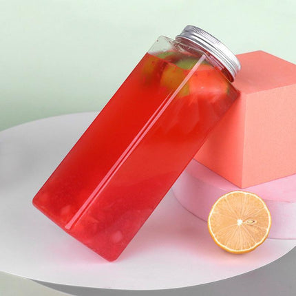 20pcs 500ml Food Grade PET Square Juice Bottles Transparent Flat Drink Container
