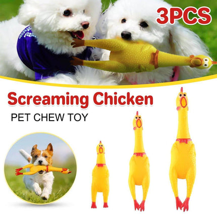 3PCS Squeaky Screaming Chicken Dog Toy Set Rubber Chew Toys for Pets in 3 Sizes