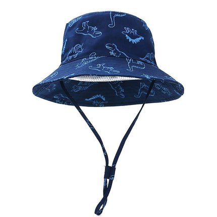 Cartoon Dinosaur Bucket Hat with Wide Brim for Summer Sun Protection