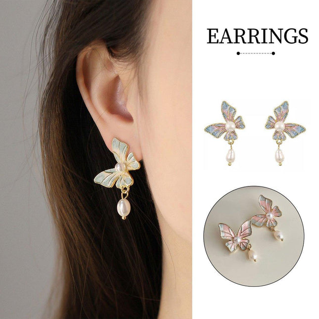 Sweet Pink Butterfly Earrings Fashion Jewelry for Women Girls Dainty Accessories