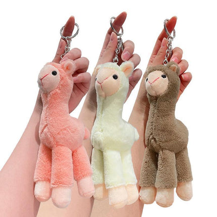 Cute Mini Alpaca Soft Plush Stuffed Doll Toys Keychain Cartoon Bag Pendant - Aimall