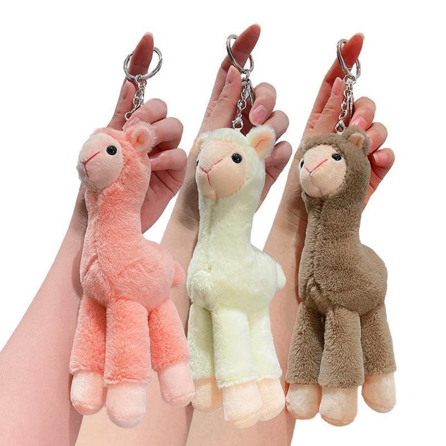 Cute Mini Alpaca Soft Plush Stuffed Doll Toys Keychain Cartoon Bag Pendant - Aimall