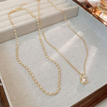 Love Butterfly Pearl Tassel Double Layer Necklace Elegant Jewelry Women Fashion