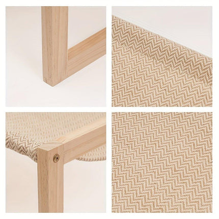 Comfortable Solid Pine Wood Pet Bed Raised Breathable Rectangular Cat Sleep