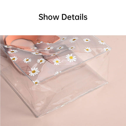 10pcs Small Fresh Transparent PVC Tote Bag Wedding Candy Gift Bag Daisy Design