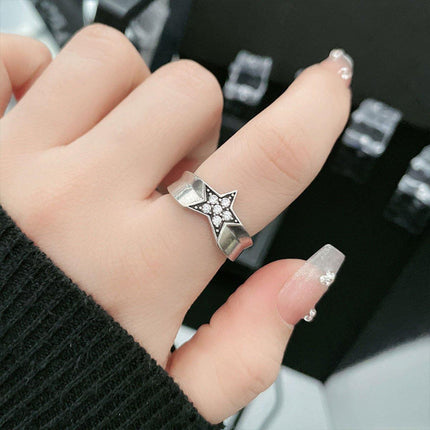 Adjustable Stacked Star Opening Ring Jewelry Five-pointed Star Design Unisex