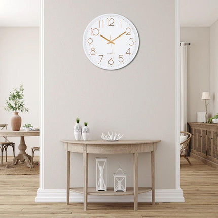 12Inch Silent Wall Clock Decorative Simple Plastic Clock for Living Room Home