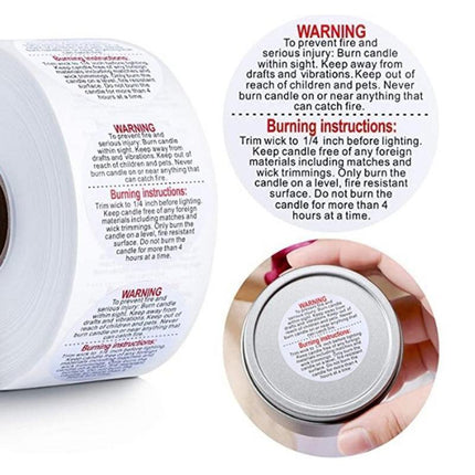500PCS/Roll Candle Safety Warning Label Candle Jar Stickers Round Wax Melting - Aimall