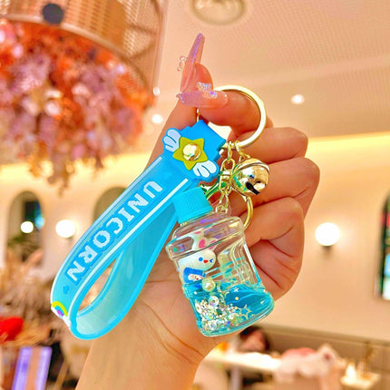 Bottle Star Liquid Keyring Quicksand Acrylic Keychain Car Keychain Key Ring Gift - Aimall