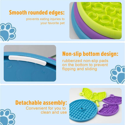 Triple Slow Feeding Bowl Pet Feeder for Cats and Dogs Healthy Eating Bowl