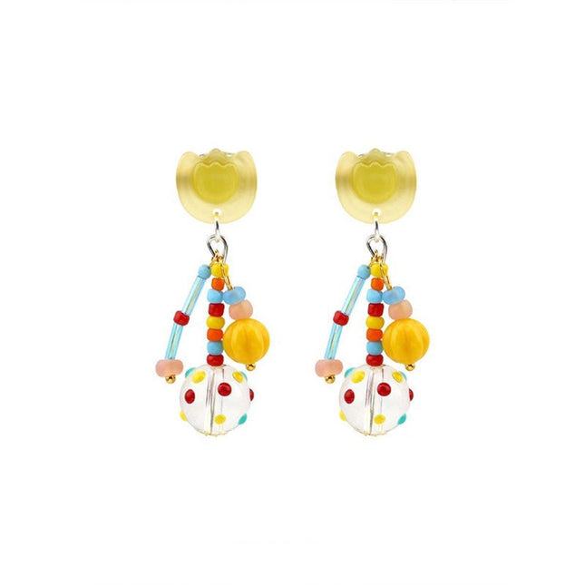 Colourful Tulip Beaded Earrings for Women Floral Fashion Jewelry Gift Accessory