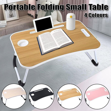Laptop Bed Table Foldable Lap Standing Desk with Cup Slot for Indoor Picnic Tray