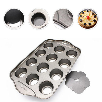 12 Cups Individual Mini Cheesecake Cake Pan Tin Loose Base Cheese Cake Mould Pan - Aimall