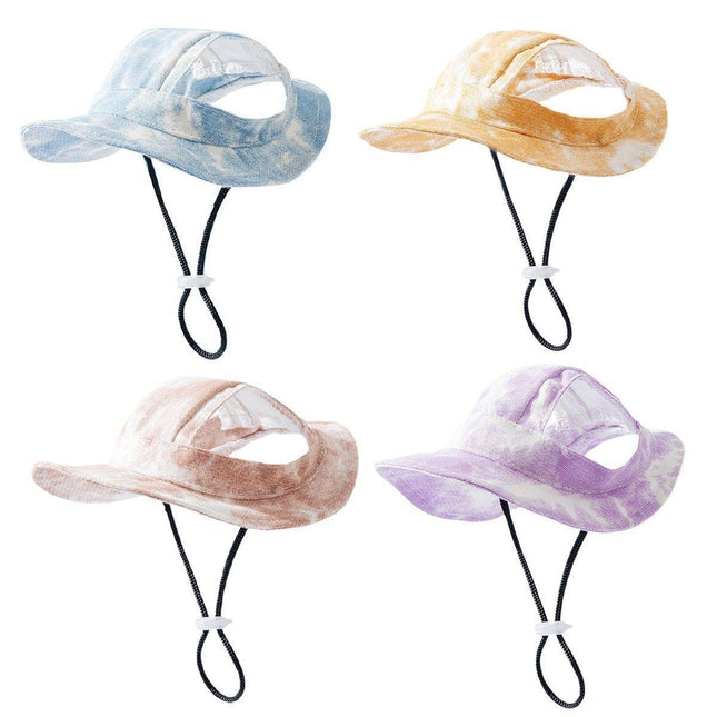 Adjustable Pet Hat with Cute Leaky Ears Sunscreen Fisherman Hat Four Seasons Use