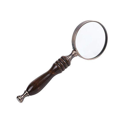 1PCS Vintage Ebony Handle Handheld Metal Magnifier Classical Nostalgic Gift Box