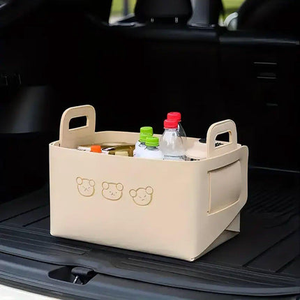 2pcs Felt Storage Basket Foldable Large Bear Basket Car Boot Basket for Dirty