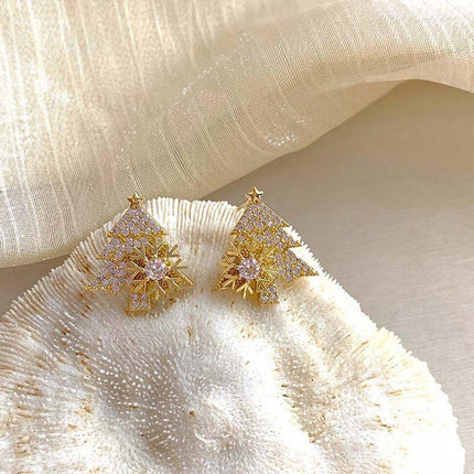 Christmas Tree Stud Earrings Women Festive Holiday Jewelry Gift Accessories