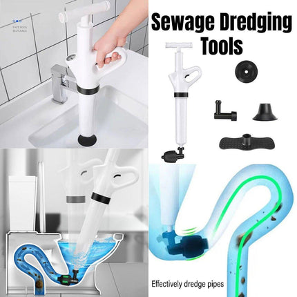 High Pressure Toilet Pipe Sewer Dredge Tool Pneumatic Suction Floor Drain Tool