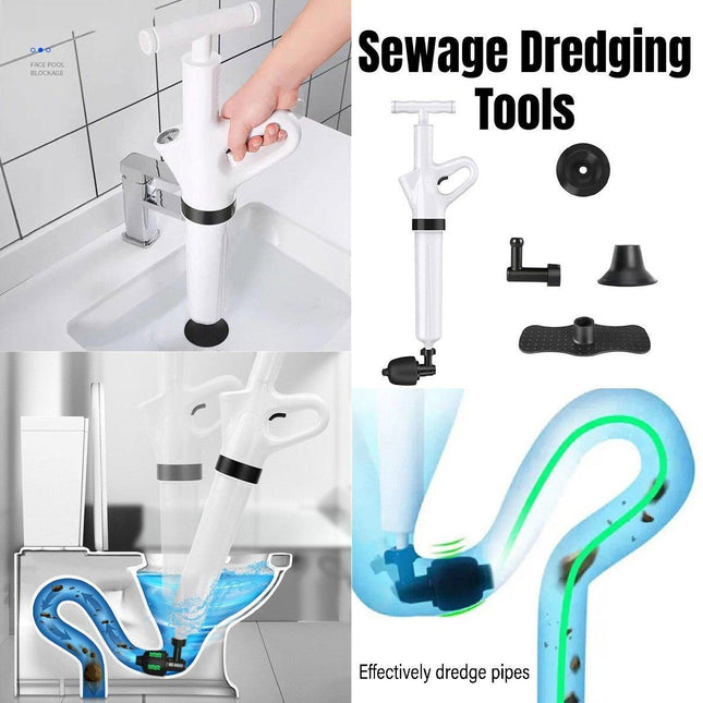High Pressure Toilet Pipe Sewer Dredge Tool Pneumatic Suction Floor Drain Tool