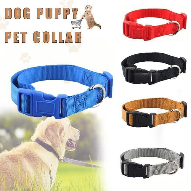 L Size Dog Puppy Pet Collar Adjustable Nylon Toy Large pink blue red black - Aimall