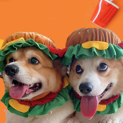 Cute Pet Hamburger Headgear Headdress for Dogs Cats Fun Costume Pet Accessory