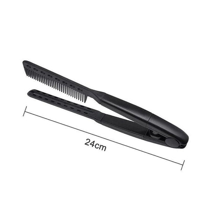 Folding Styling V Comb Hair Straightener Hairdressing Salon Straightening Brush - Aimall