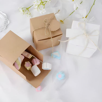 50pcs Vintage Kraft Paper Wedding Candy Boxes Party Favor Gift Box Recyclable