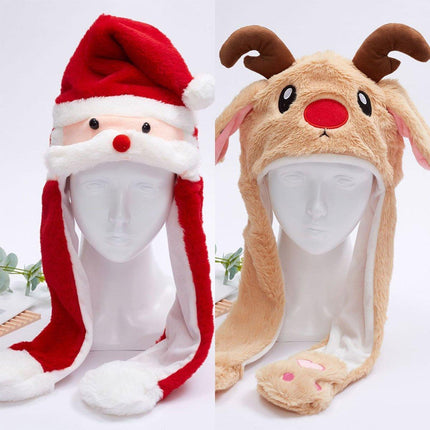 Christmas Plush Hat Pinch Air Bag Funny Ear Moves for Kids and Women Accessory